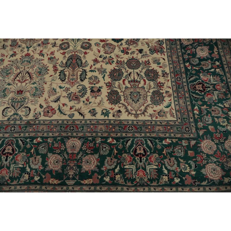 Hand Knotted Oriental 100% Wool Carpet Traditional Floral Beige & Ivories Aubusson Area Rug - 10' 5'' X 8' 2''