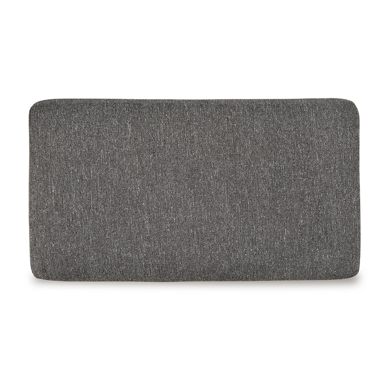 Iqay Accent Ottoman, Black Faux Wood, Pewter Gray Polyester 44 Inch