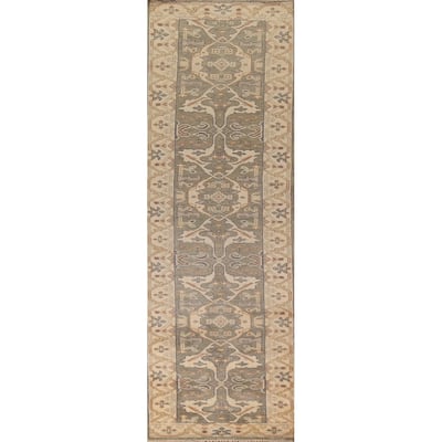 All-Over Oushak Oriental Runner Rug Handmade Wool Carpet - 2'8" x 11'6"