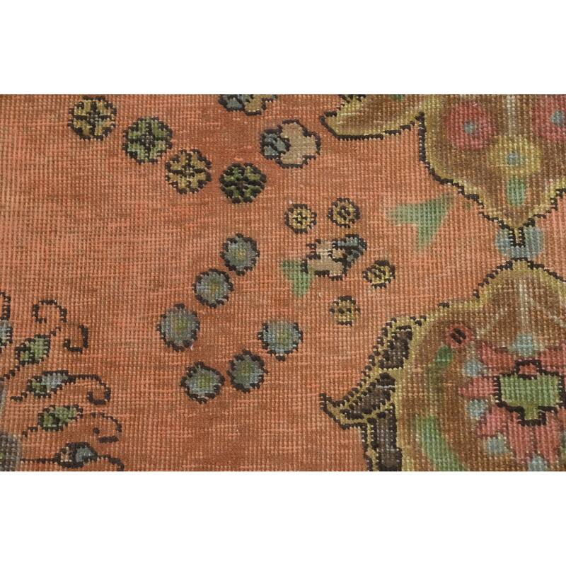 Hand Knotted Oriental 100% Wool Carpet Traditional Floral Coral Tabriz Area Rug - 11' 10'' X 9' 3''
