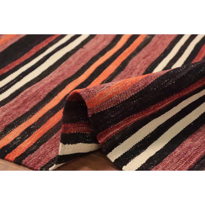 Hand Woven Oriental 100% Wool Carpet Southwestern Geometric Oranges & Rust Kilim Area Rug - 8' 1'' X 5' 0''