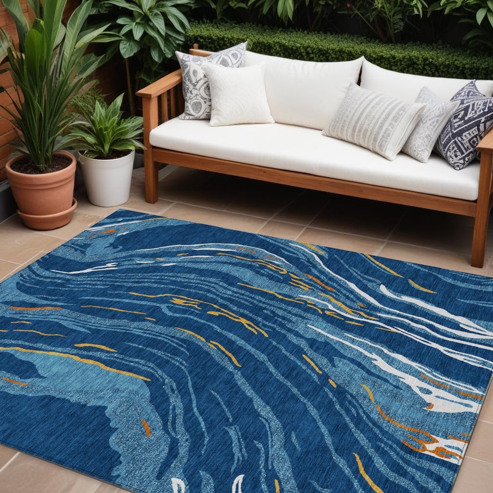 HomeRoots Abstract Transitional Rectangle Outdoor Rug