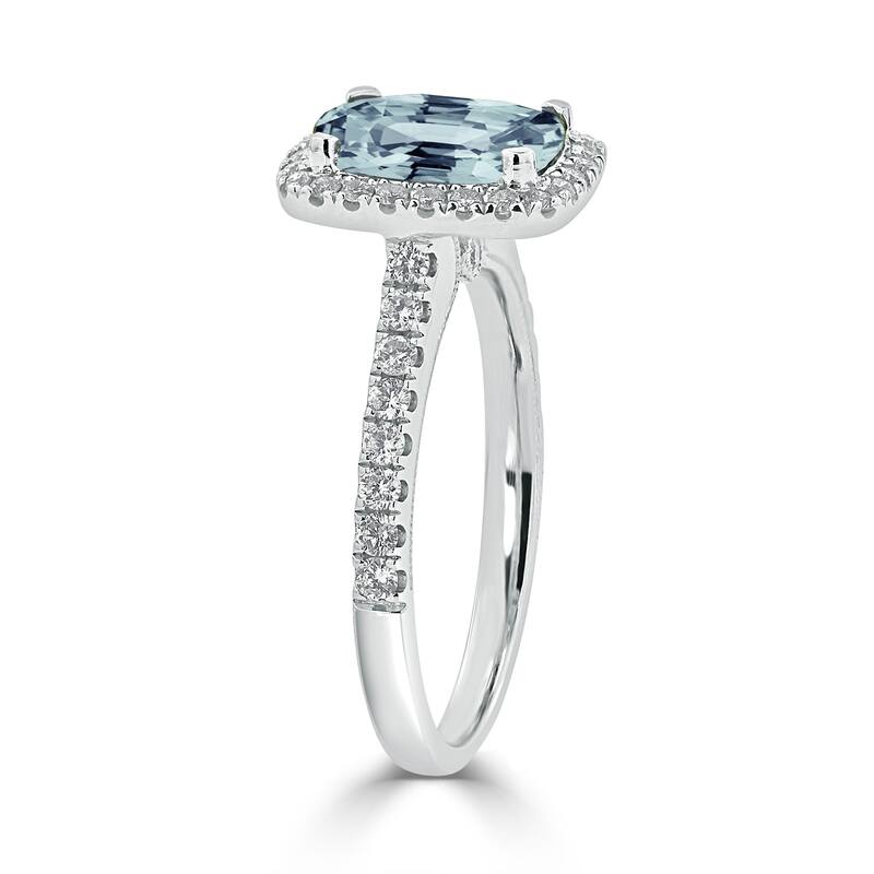 Auriya 1 1/8ct Cushion-cut Aquamarine and Halo Diamond Engagement Ring 3/8ctw 14k Gold