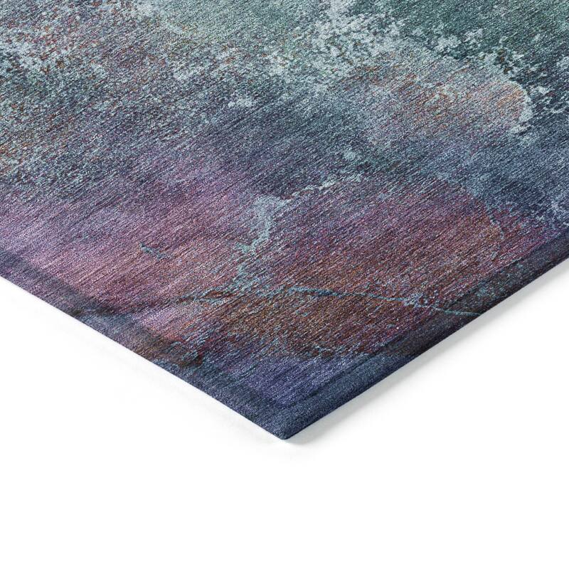Machine Washable Indoor/ Outdoor Abstract Watercolor Chantille Rug