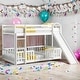 preview thumbnail 41 of 58, Solid Pine Wood Bunk Bed,Versatile Floor Fence Bunk Bed with Door,Twin Over Twin Size White