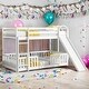 preview thumbnail 42 of 58, Twin Over Twin Bunk Bed with Slide,Ladder,Door,Safety Guardrails,Floor