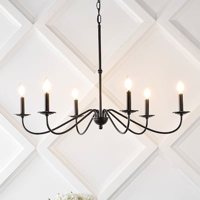 Nola 34.75" 6-Light Bohemian Farmhouse Iron LED Chandelier, by JONATHAN Y