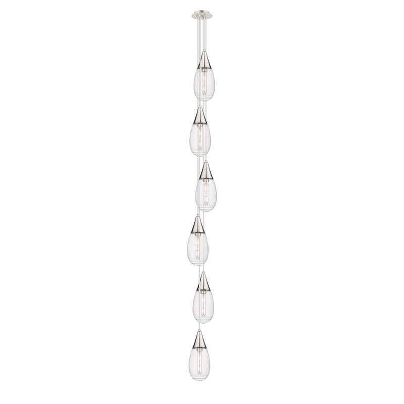 Innovations Lighting Milan - 6 Light 4" Cord Hung Multi Pendant - 6" Canopy - Polished Nickel/Light Smoke