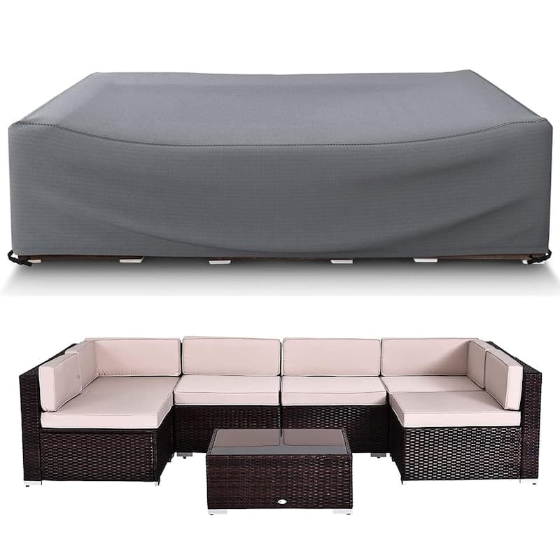 Outdoor Sectional Cover Heavy-Duty Waterproof Anti-UV Furniture Protector - 98"x98"x28"
