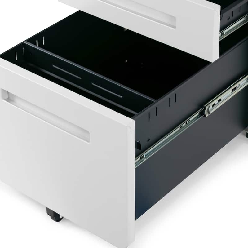 Aviya White 3-Drawer File Cabinet with lock and Wheels
