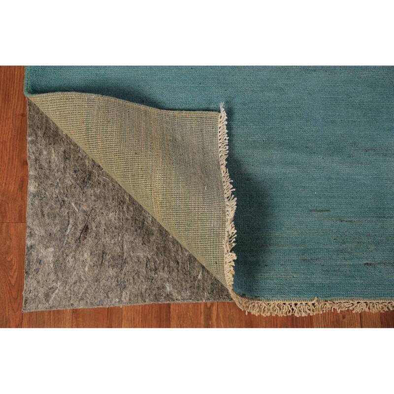 Teal Blue Gabbeh Modern Area Rug Handmade Wool Carpet - 5'0" x 6'8"
