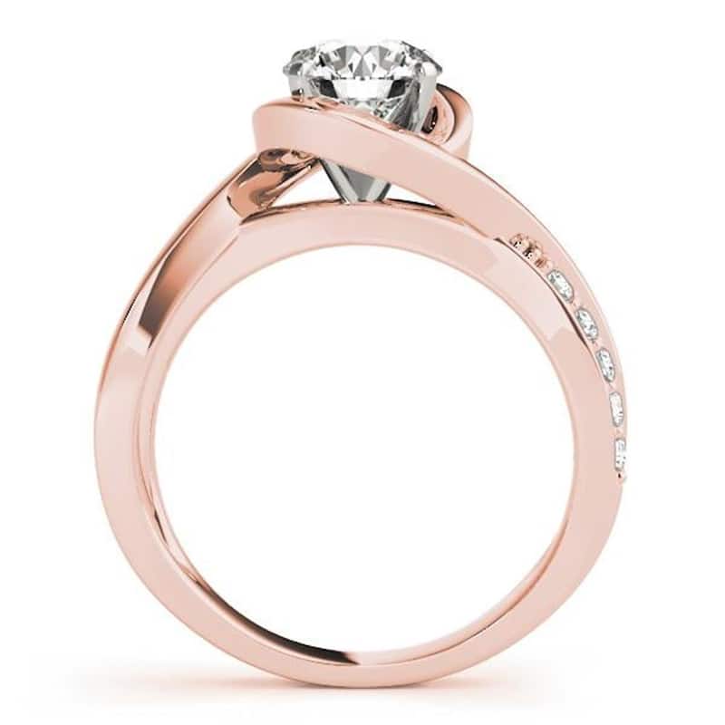 Auriya 14k Gold 4ctw Moissanite Bypass Diamond Engagement Ring 1/8ctw