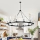 preview thumbnail 1 of 20, Black Wagon Wheel Chandelier Modern Farmhouse Chandelier 45.6in-12Light
