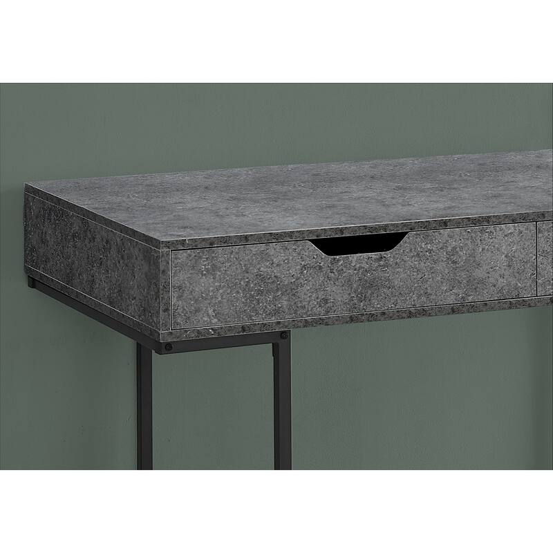 Modern Computer Desk with 2 Drawers & Metal Base