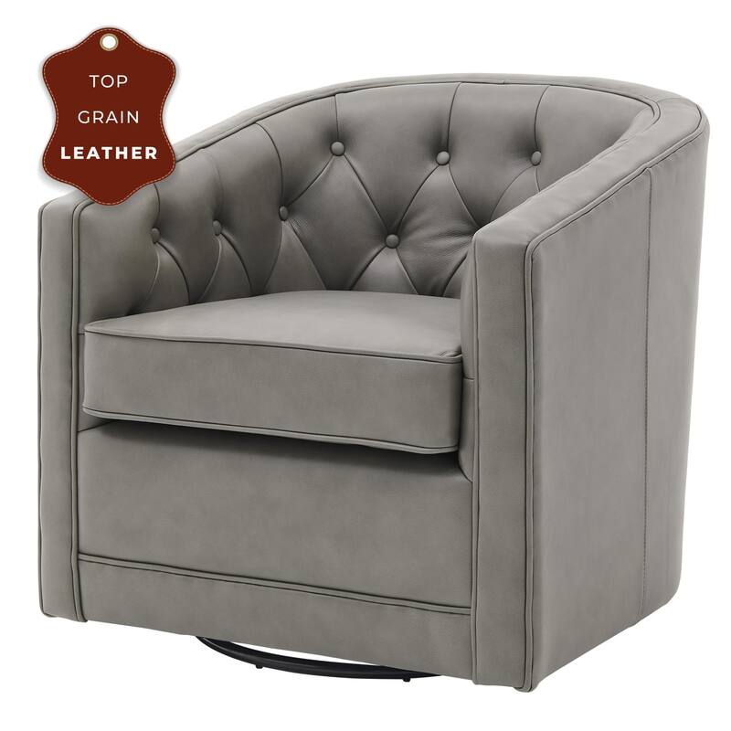 NPD Furniture Walsh Top Grain Leather Swivel Chair