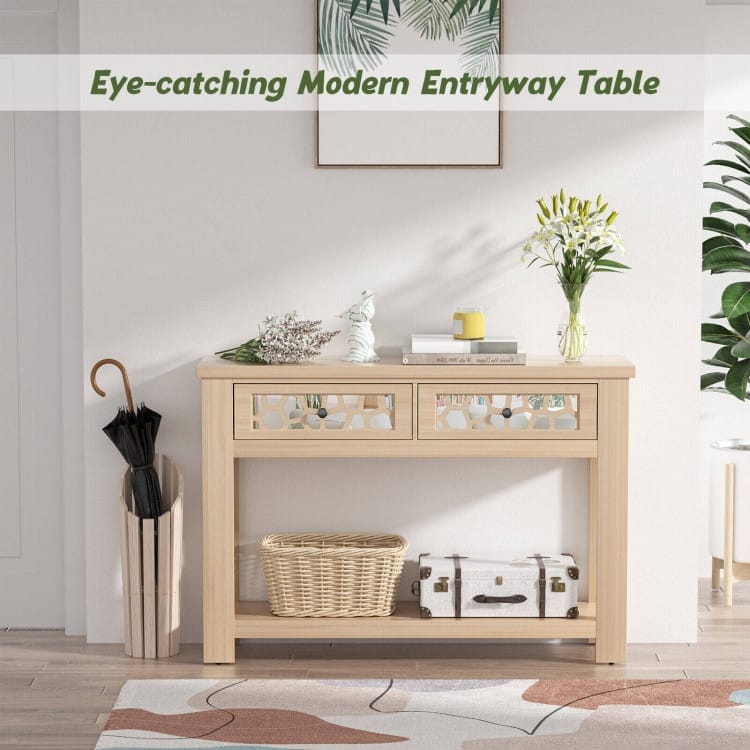 2-Tier Console Table with Drawers and Open Storage Shelf - 46.5" x 11.5" x 31.5"