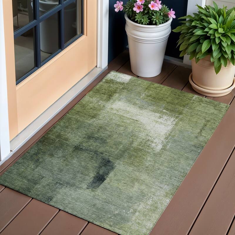 HomeRoots Abstract Transitional Rectangle Outdoor Rug - 3' x 5'