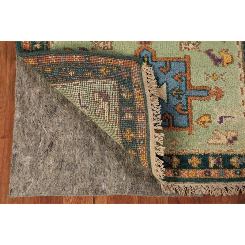 Light Green Khotan Indian Runner Rug Handmade Wool Carpet - 2'5"x 9'10"