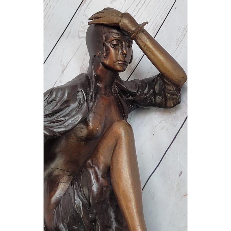 Ankara Imitative Snake Dancer Art Deco Bronze Sculpture Statue Colinet Chiparus Marble Base
