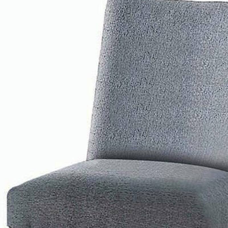 HomeRoots Set of Two 25" Gray and Espresso Fabric and Solid Wood Counter Height Bar Chairs