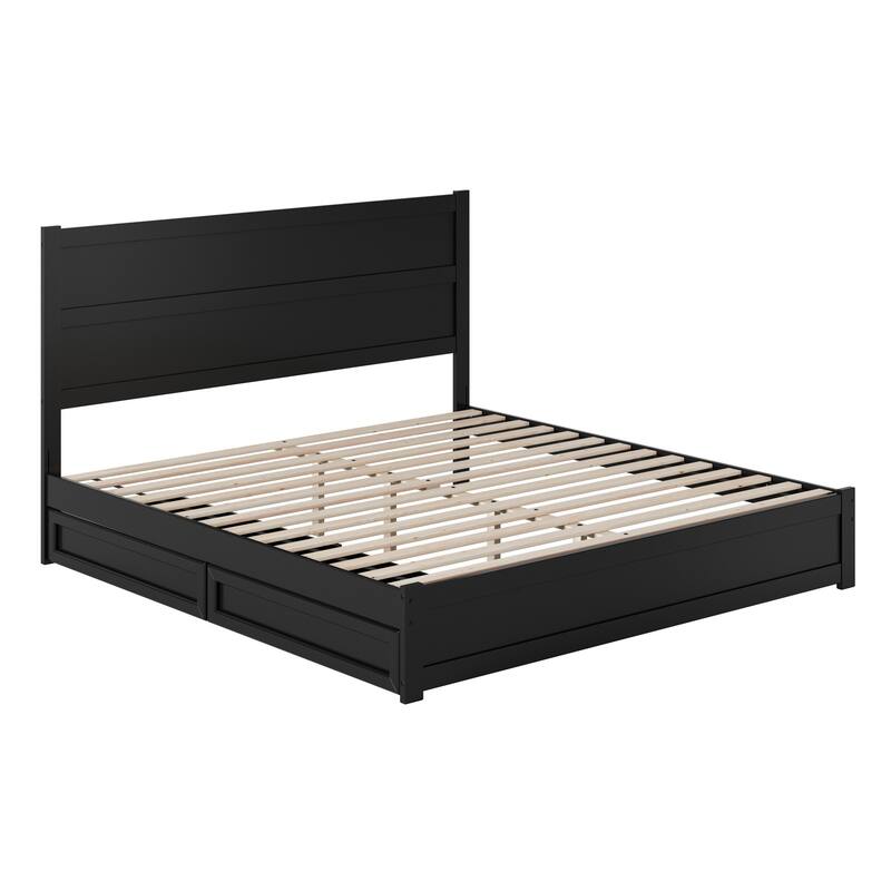 Aveline Wood Platform Bed with Matching Footboard & Storage Drawers