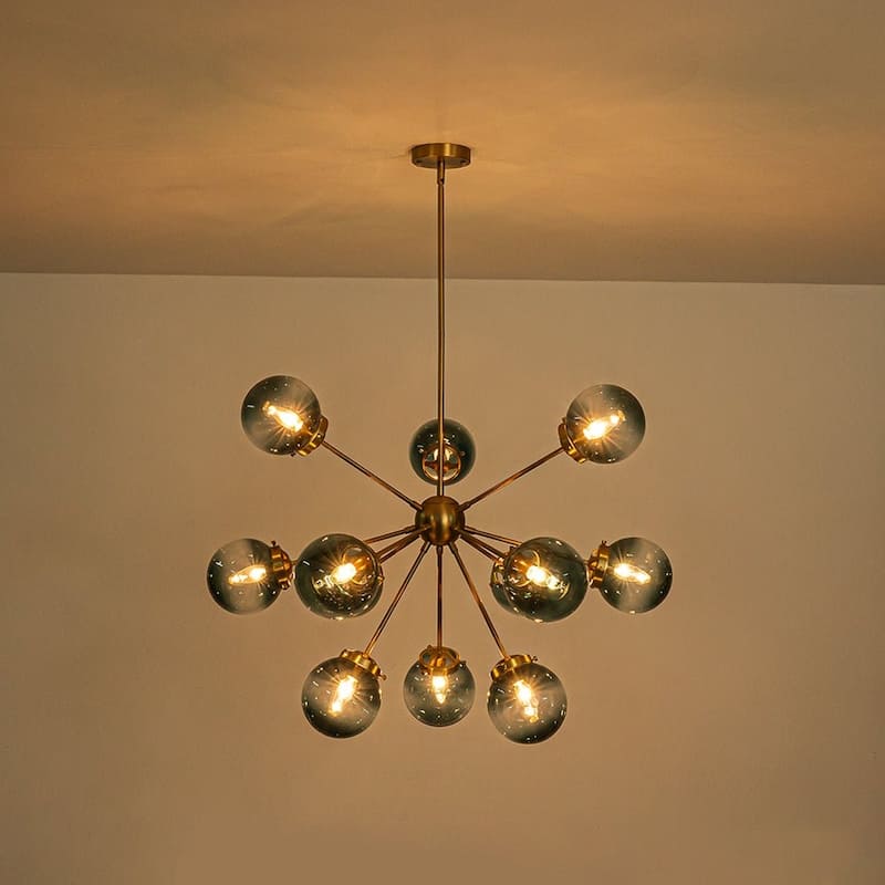 Ornate Glam 12-Light Sputnik Gradient Glass Globe Chandelier - 35.4 in