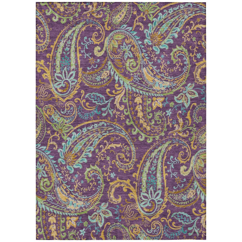 Machine Washable Indoor/ Outdoor Paisley Chantille Rug
