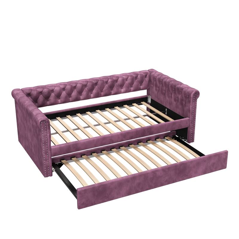 Christopher Knight Home - Augusta Velvet Upholstered Tufted Daybed with Trundle Design