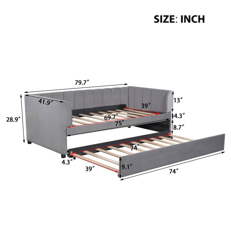 Upholstered Daybed with tundle
