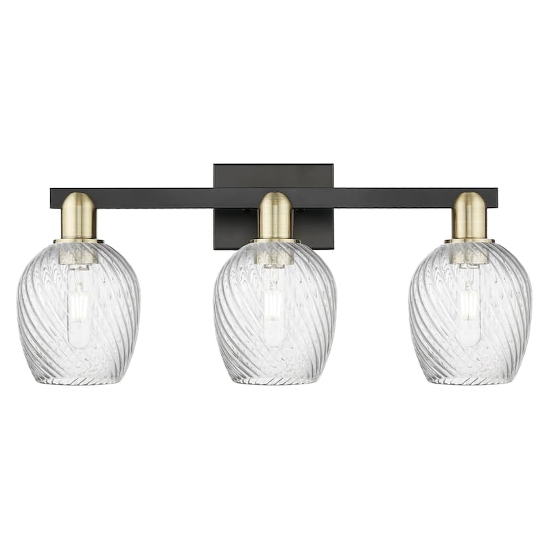 Innovations Lighting 716-3W-12-25 Salina Vanity Salina 3 Light 25" - Black Antique Brass / Clear Spiral Fluted