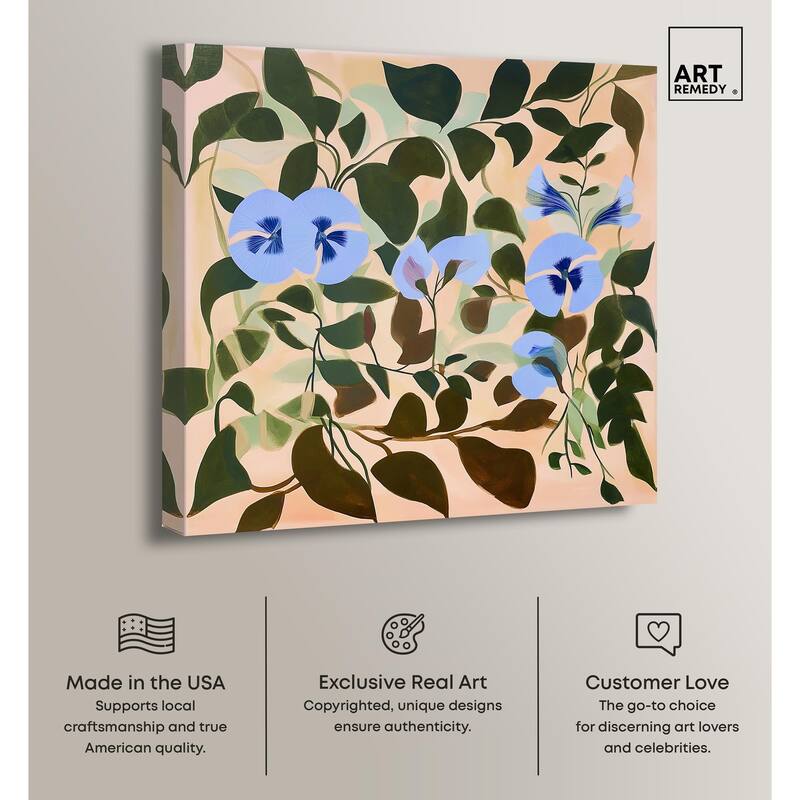 Naive Blue Flowers Canvas by Art Remedy, Gallery Wrapped
