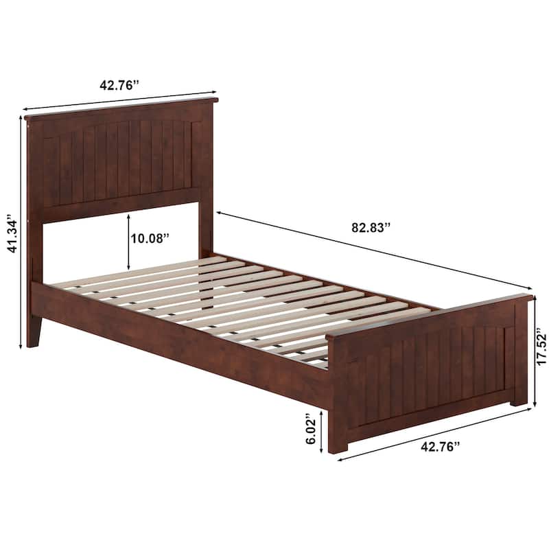 Naples Solid Wood Low Profile Platform Bed with Matching Footboard