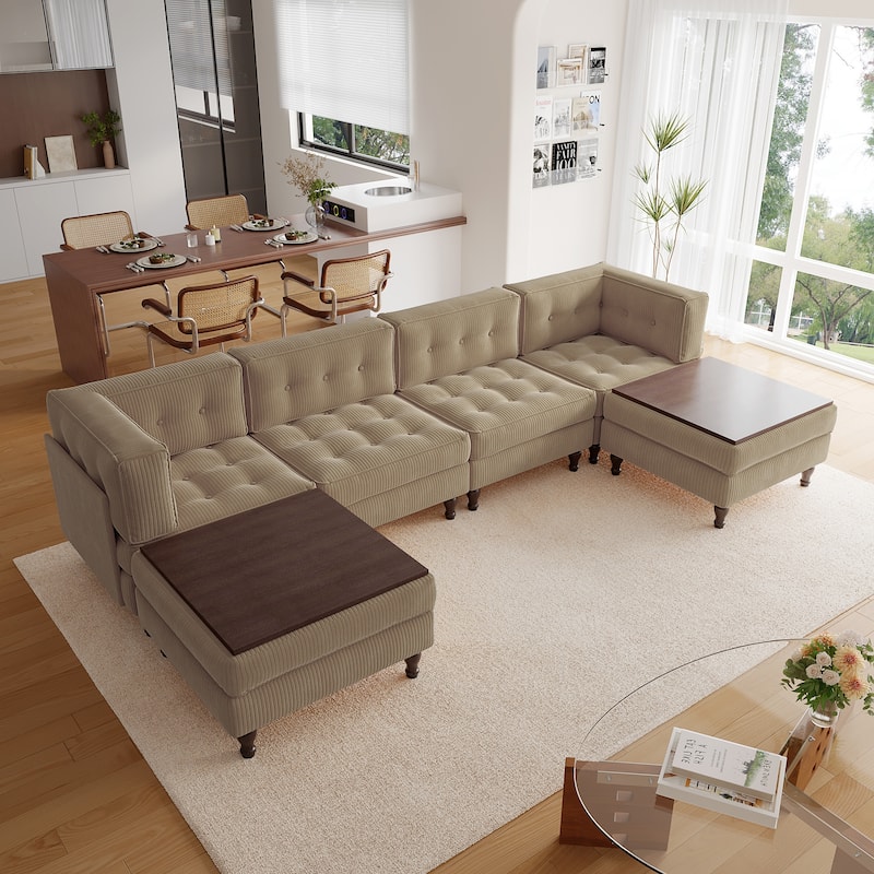 Madison Oversized Upholstered Corduroy Modular Sectional Sofa
