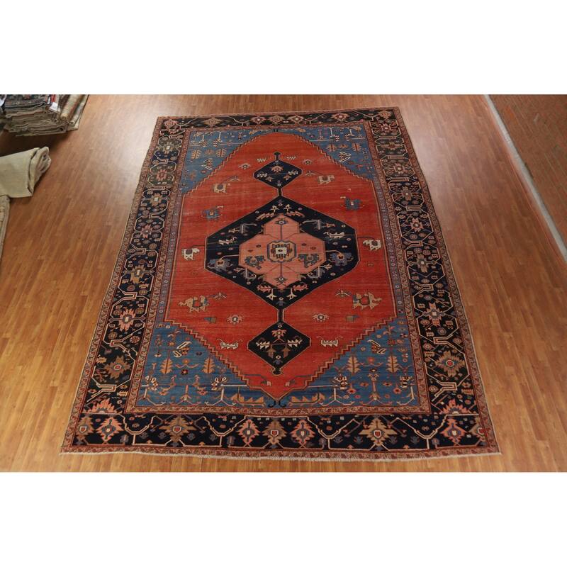 Hand Knotted Oriental 100% Wool Carpet Traditional Tribal Oranges & Rust Heriz (serapi) Area Rug - 15' 10'' X 11' 10''