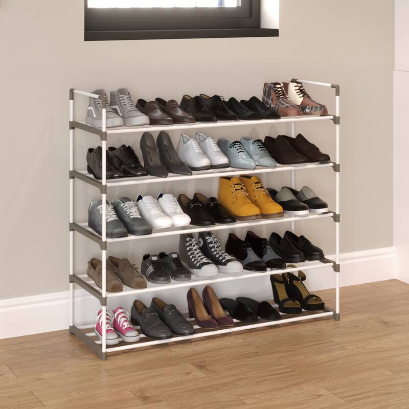 Shoe Rack - Shoe Organizer for Closet, Bathroom, Entryway by Home-Complete (White)