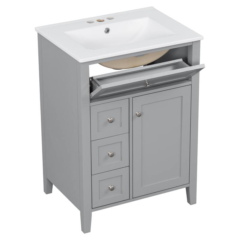 GDFStudio - Julian Hartwell 24-Inch Freestanding Bathroom Vanity with Smart Storage