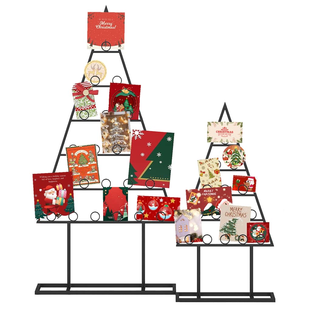 Costway 2 Pack Christmas Tree Card Holder with 36 Round Clips Metal - as pic shows - See Details