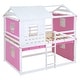 preview thumbnail 34 of 65, Kids Bunk Bed with Tent, Wood House Bed Frame Pink+White - Full