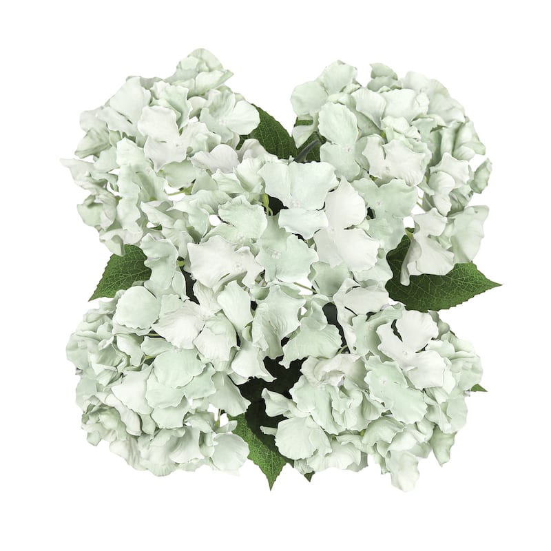 Set of 2 Light Sage Artificial Hydrangea Flower Stem Bush Bouquet 19in - 19" L x 12" W x 12" DP