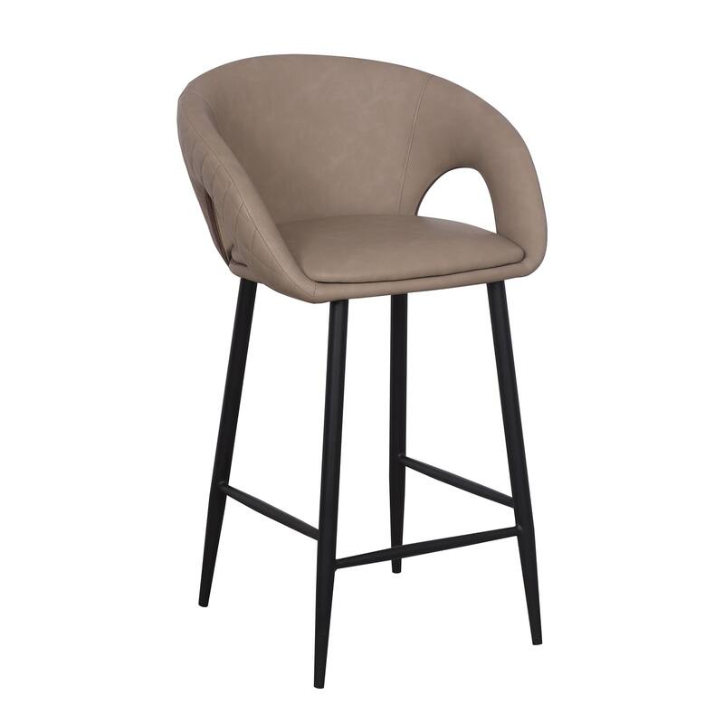 Counter Stool with PU Seat and Black Metal Legs (set of 2) - Counter Height - Set of 2