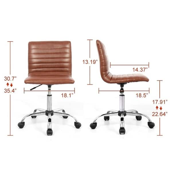 dimension image slide 1 of 8, Home Office Desk Chair Task Chairs Swivel Ribbed Task Vanity Chair