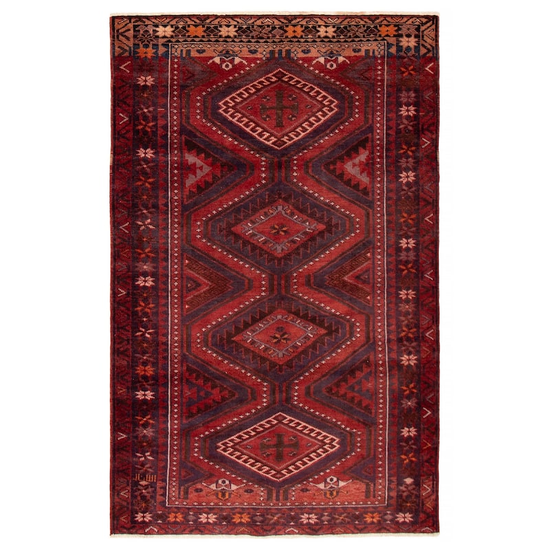 ECARPETGALLERY Hand-knotted Melis Vintage Red Wool Rug - 5'1 x 8'3 - Red - 5'1 x 8'3