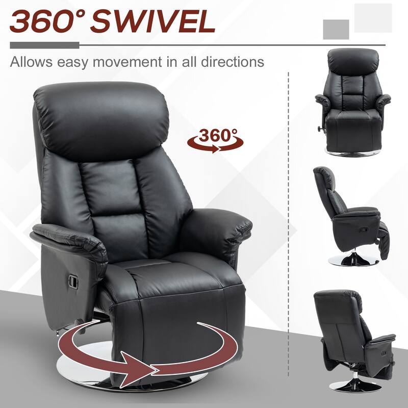 HOMCOM Manual Recliner Chair for Adults, Adjustable Swivel Recliner with Footrest, Padded Arms