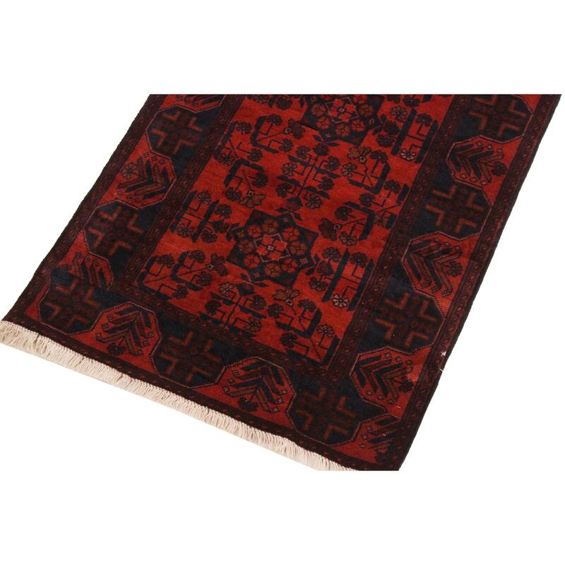 Vintage Biljik Khal Mohammadi Seven Red/Black Runner - 2'10'' x 9'7''