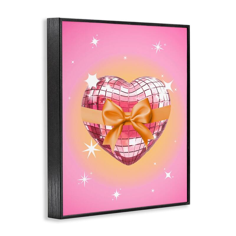 Stupell Heart Disco & Ribbon Framed Giclee Art Design By Susan Arnot