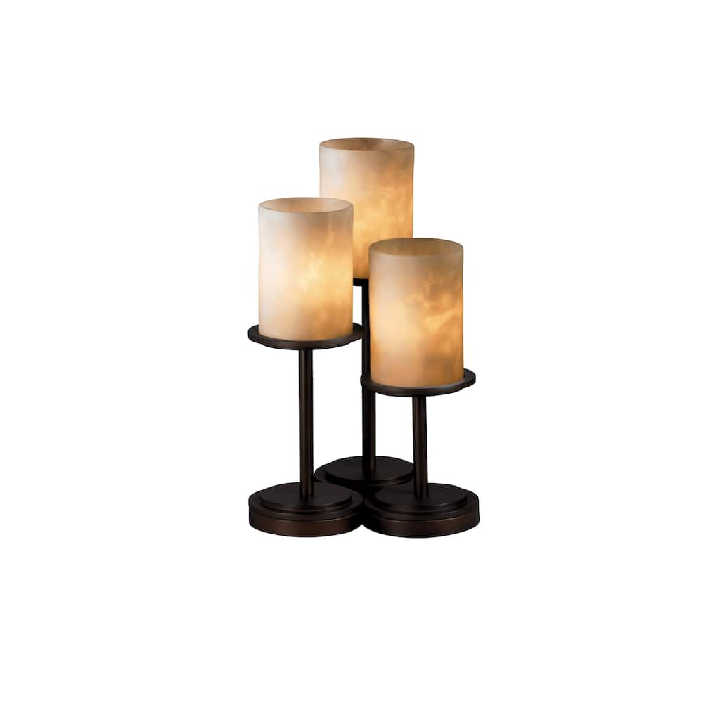 Justice Design Clouds Dakota 3-light Dark Bronze Table Lamp, Clouds Cylinder - Flat Rim Shade