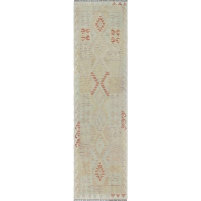 Sun Faded Flatweave Meltem Rust/Ivory Runner - 2'7" x 9'11"