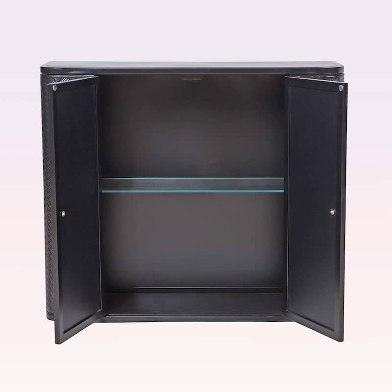 Wall-Mounted Bathroom Cabinet with 2 Mirrored Doors,Open Shelf,and Metal Frame for Farmhouse Style Storage