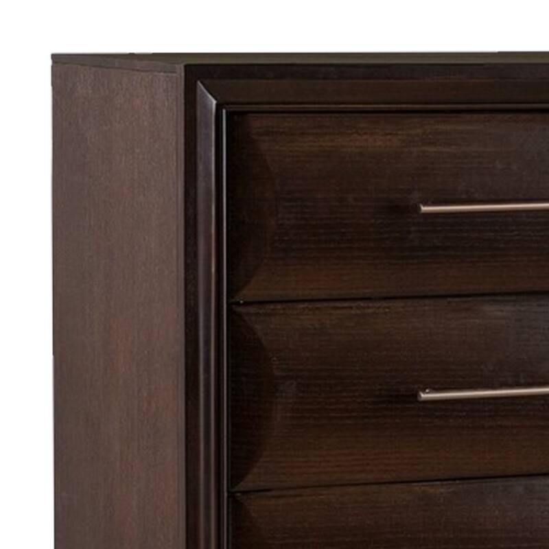 Nitz Tall Dresser Chest, 5 Drawers, Espresso Brown Solid Wood