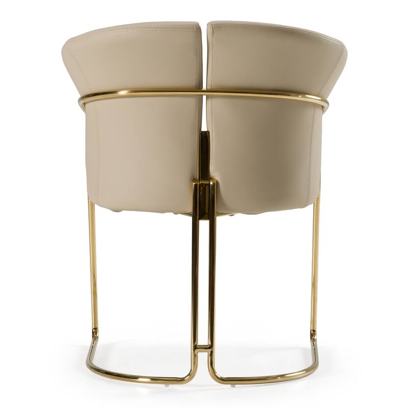 Modrest Renfew Modern Beige Vegan Leather & Champagne Gold Dining Chair